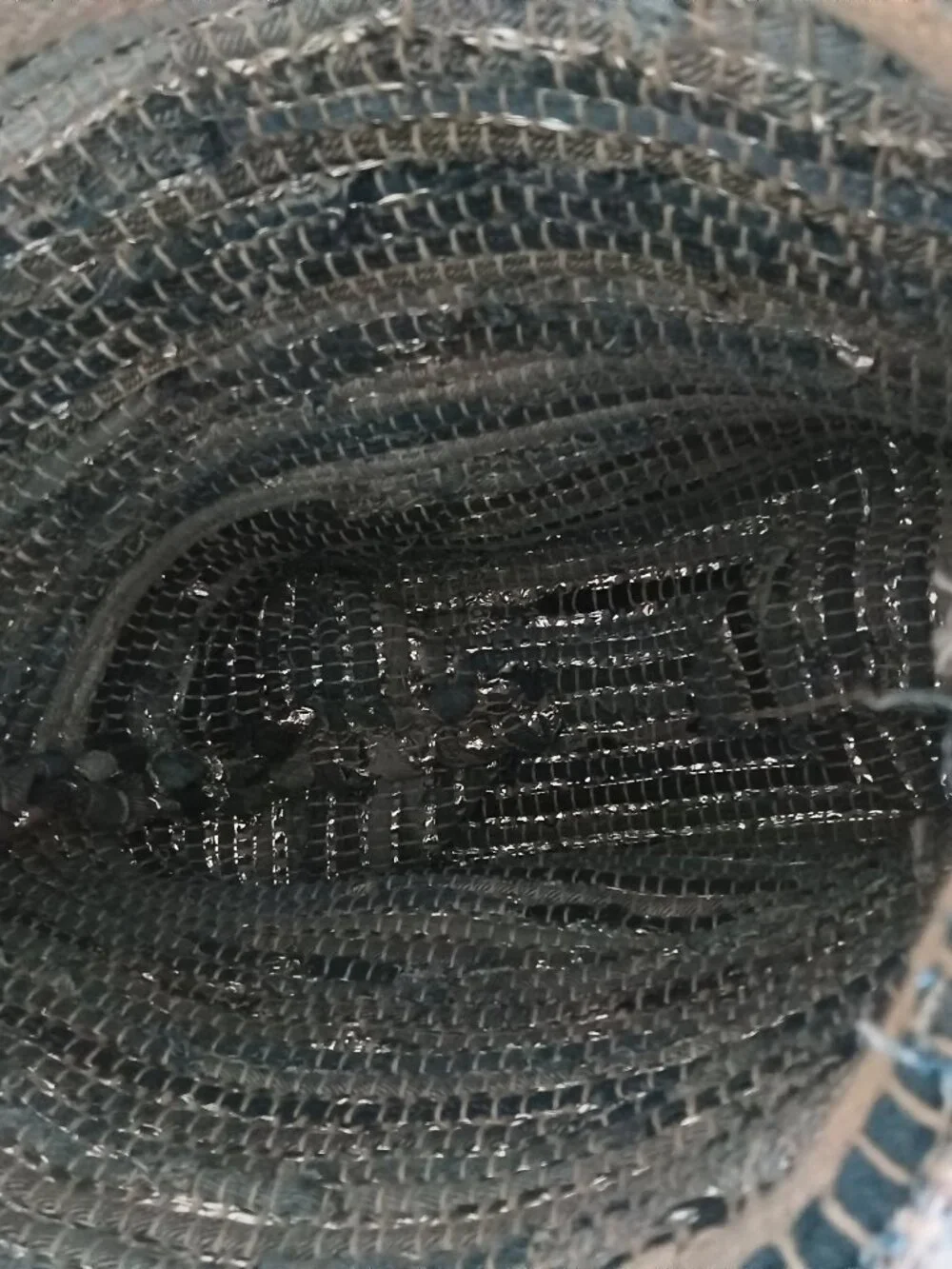 Hand-made in India, oversized blue and silver tote